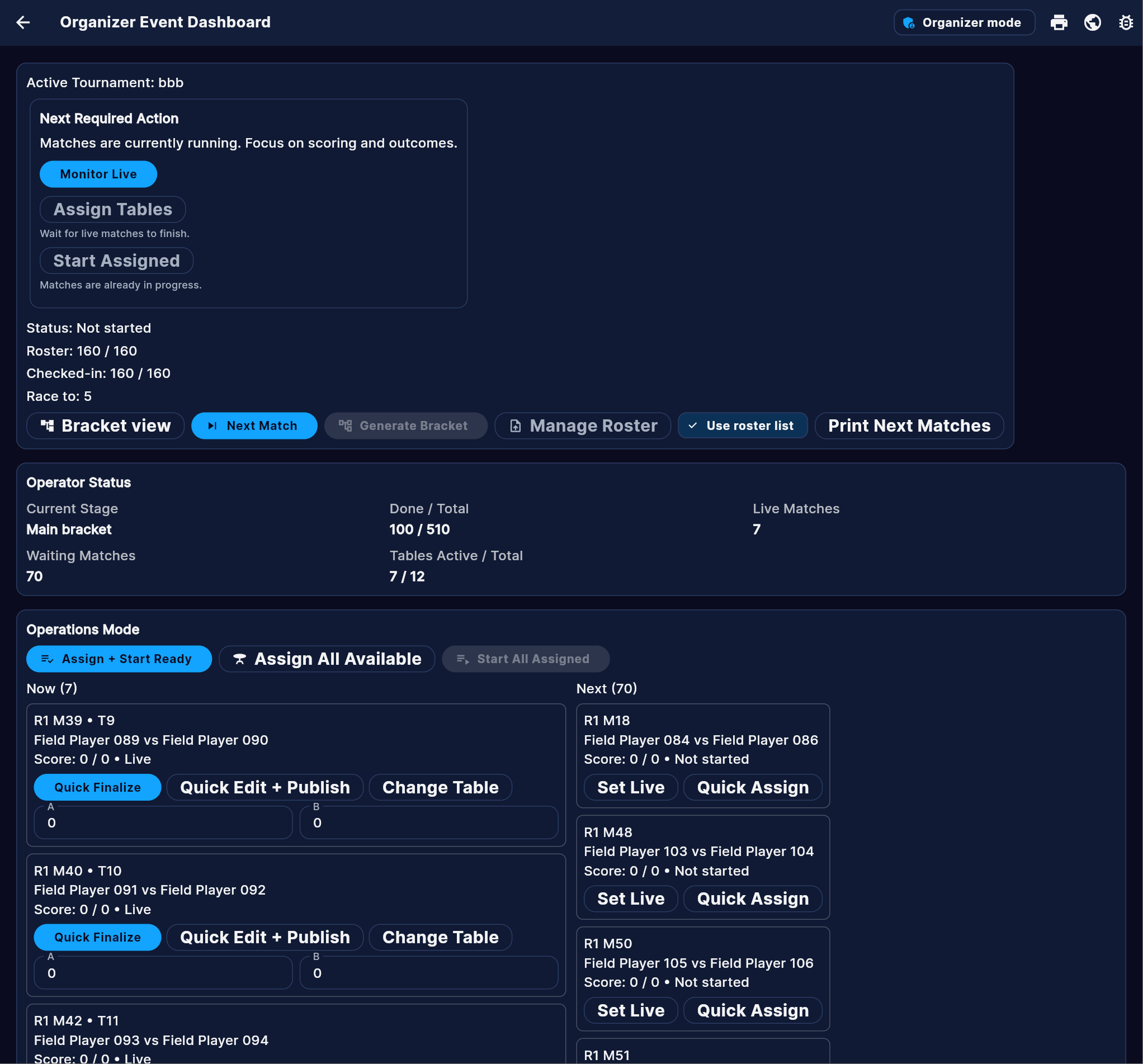 Organizer Event Dashboard